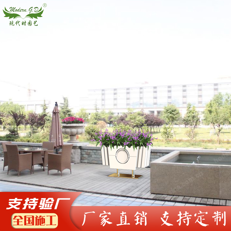 震撼艺术组合花箱/白色立体户外街道种植槽/PVC中国风花架