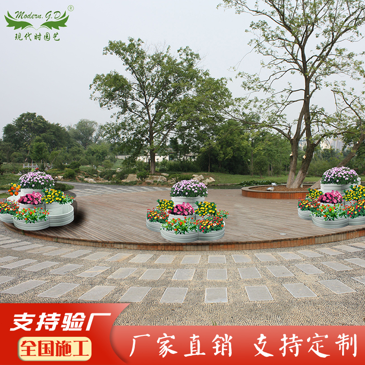 六边形PVC道路圆形组合艺术花箱白色多层落地式花箱厂家直销