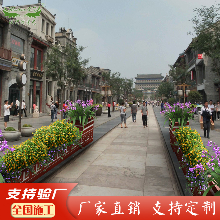 市政立体绿化花箱艺术回纹落地组合花箱道路景观绿化种植槽