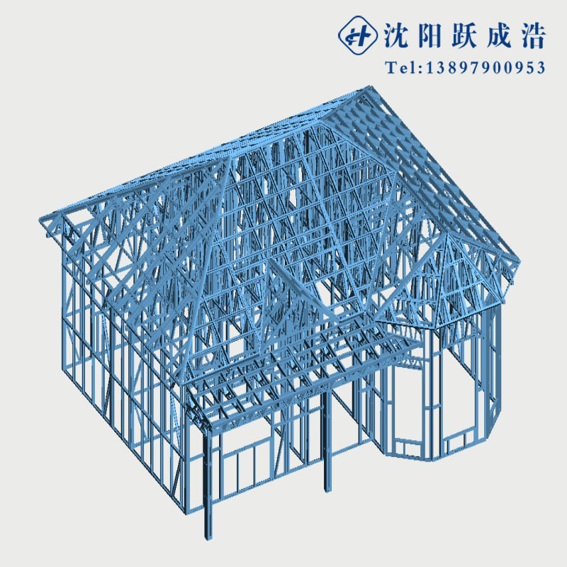 轻钢龙骨框架 农村自建房屋 3d效果图 轻钢龙骨批发