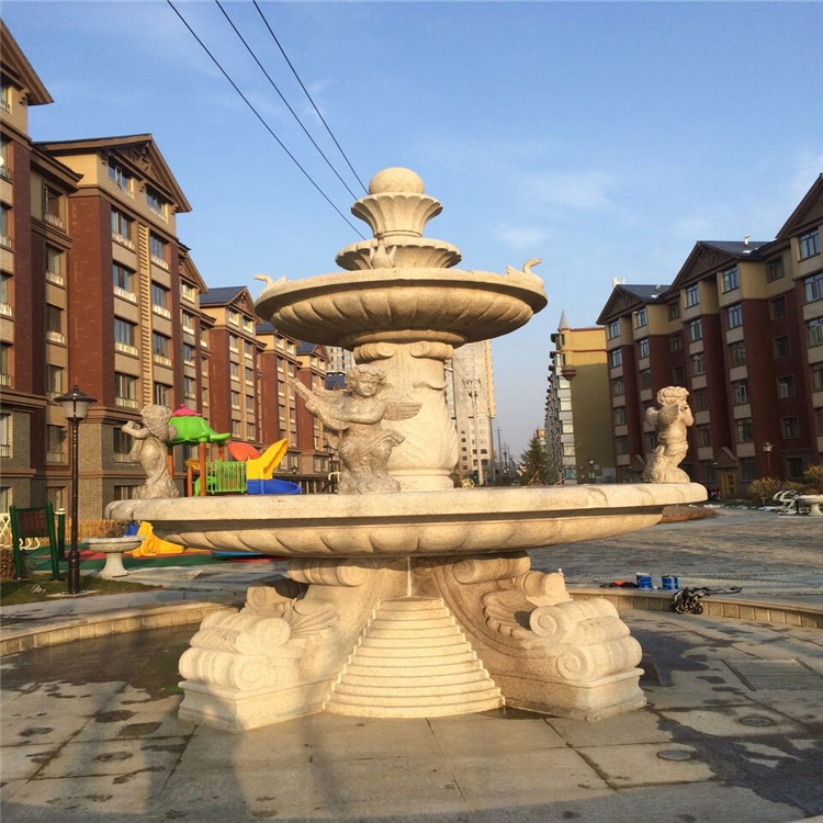 石雕喷泉 花岗岩双层喷泉 石雕喷泉流水摆件 石雕喷泉厂家