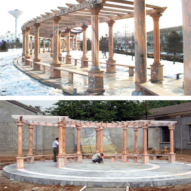 石雕长廊 石雕花架 石雕凉亭长廊 定制青石长廊