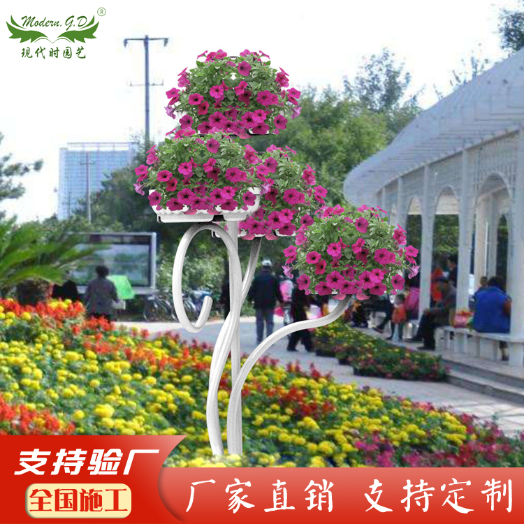 妖娆景观街景装饰落地式铁艺花架子空中多层花盆组合花器厂家直销