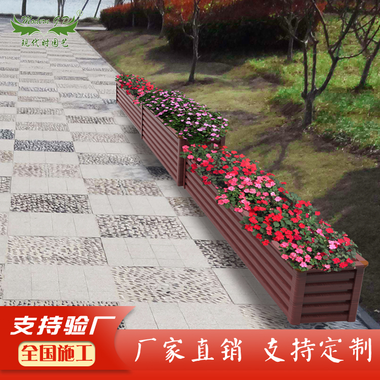 源头厂家 铝合金长方形护栏道路隔离组合花箱长短高低种植槽