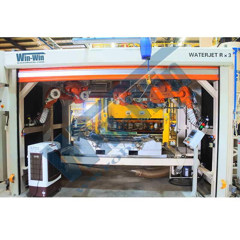 水切割设备集成图，机器人水切割效果图