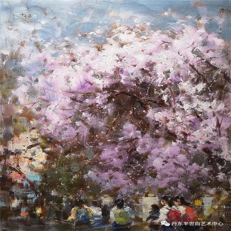 朝鲜画 朝鲜油画价格 卓孝延（一级画家）《繁花嫣然》90x62