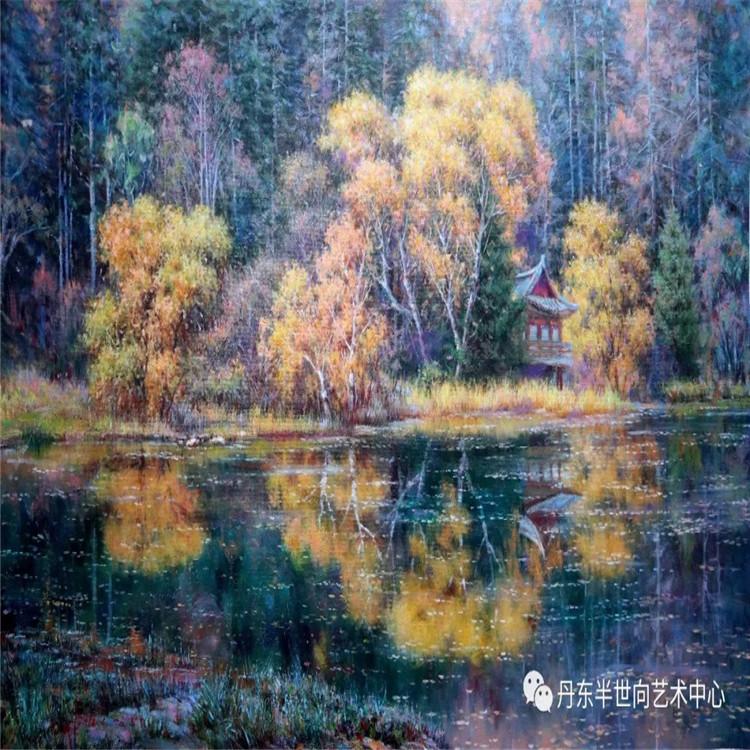 朝鲜画 朝鲜油画价格 金镇赫(一级画家) 《松花酿酒，春水煎茶》127x77    