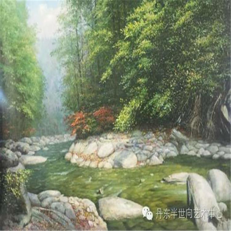 朝鲜画 朝鲜油画价格 郑龙（一级画家）《志适忘幽孱》 116x80    