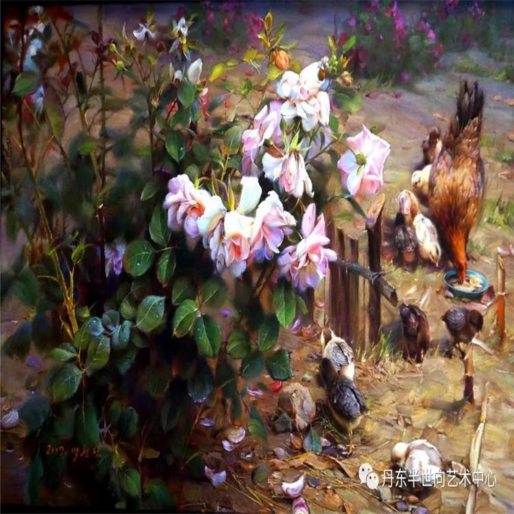 朝鲜画 朝鲜油画价格 朴哲进（一级画家）《吉祥如意》100x65  