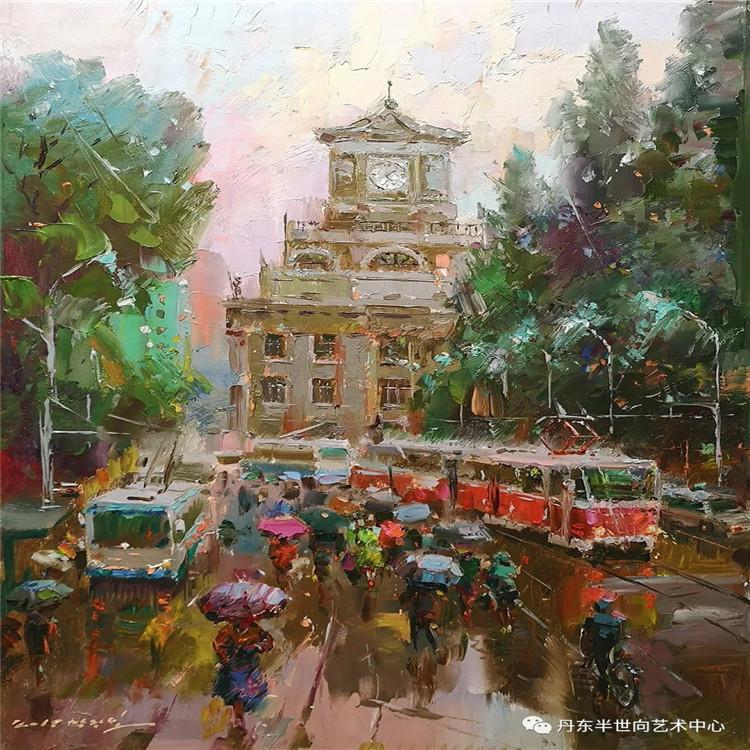 朝鲜画 朝鲜油画价格 朴光日（一级画家）《春雨好时节》72x52