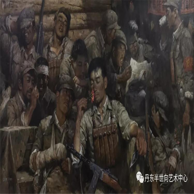 朝鲜画 朝鲜油画价格 崔武光（功勋艺术家）《峥嵘岁月 》156x88