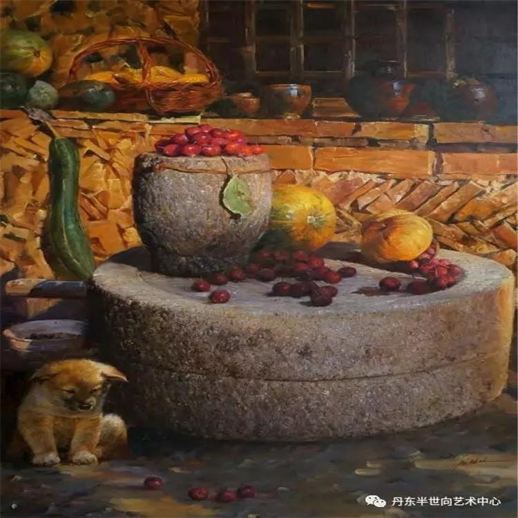 朝鲜画 朝鲜油画价格 申贤儿（一级画家）《瓜果飘香》118x82  