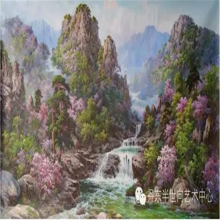 朝鲜画 朝鲜油画价格 哲洙（一级画家）《春》220X106 