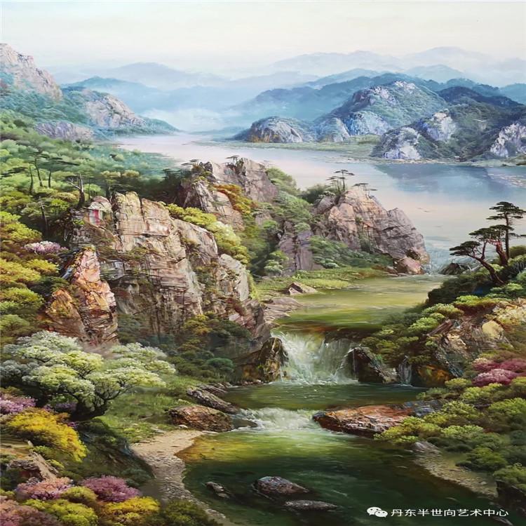 朝鲜画 朝鲜油画价格  赵正范（一级画家）《峰峦雄伟》145x85