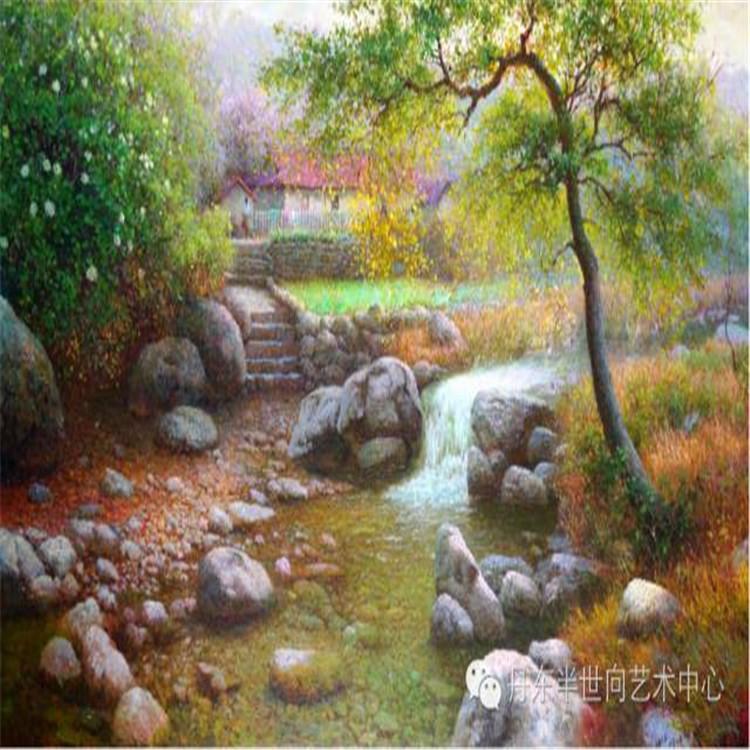 朝鲜画 朝鲜油画价格 郑成学（功勋艺术家）《清泉石上》160x95    