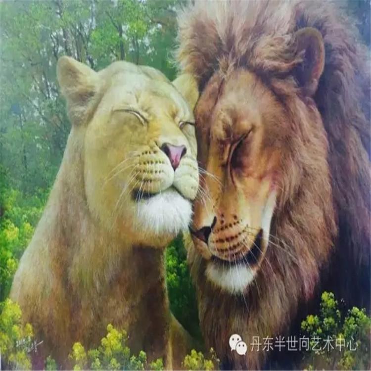 朝鲜画 朝鲜油画价格 金根峰（功勋艺术家）《亲昵》116x80   