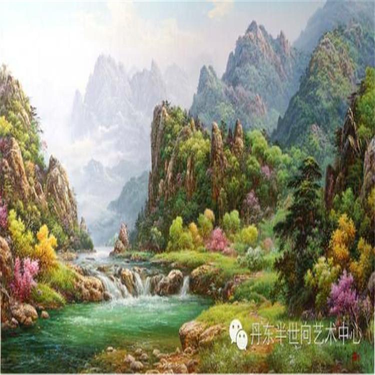 朝鲜画 朝鲜油画价格 金永浩（功勋艺术家）《 妙香山之春》200x100  