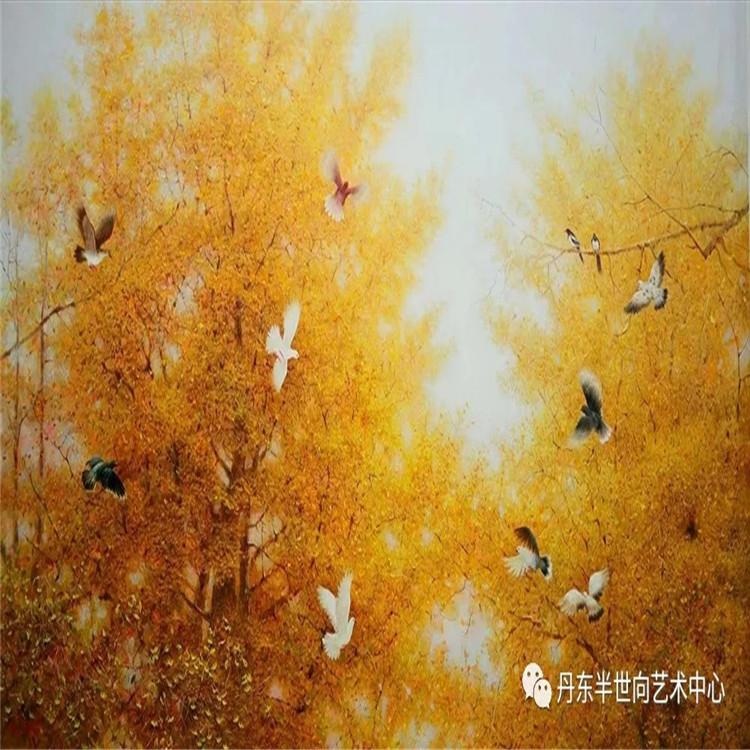 朝鲜画 朝鲜油画价格 金哲男（功勋艺术家）《溢彩流金》163x95