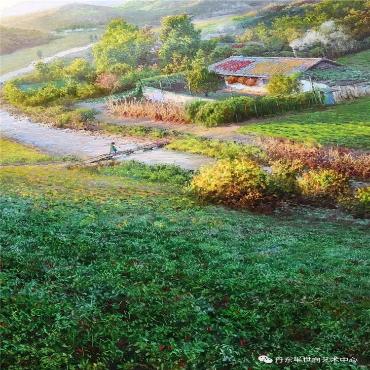 朝鲜画 朝鲜油画价格 王金革（一级画家）《花香遍野》 99x63 