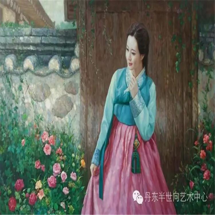 朝鲜画 朝鲜油画价格 李元哲（功勋艺术家）《般般入画》150x100   