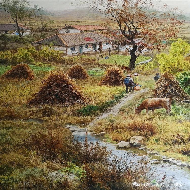朝鲜画 朝鲜油画价格 金正灿（功勋艺术家）《恬淡悠然》90x60