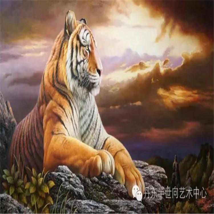 朝鲜画 朝鲜油画价格 韩海成（一级画家）《万古盘龙踞虎》162X88