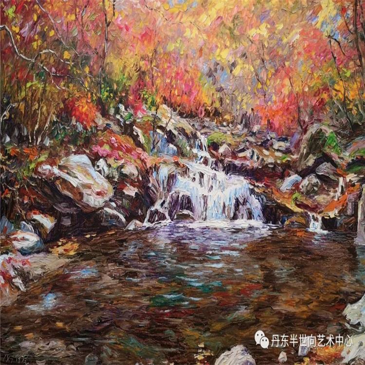 朝鲜画 朝鲜油画价格 李成哲（一级画家）《清泉石上流 》115X78    