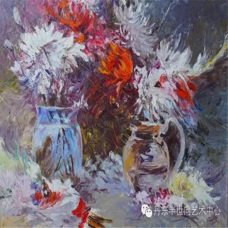 朝鲜画 朝鲜油画价格  李华植（人民艺术家）《静物》115x72     