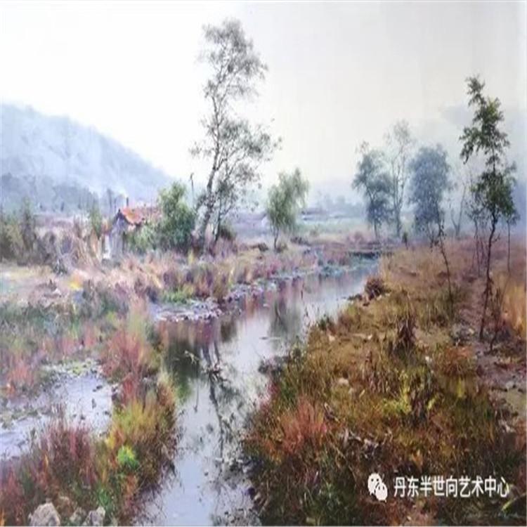 朝鲜画 朝鲜油画价格 李浩延（一级画家）《云淡风轻》130x80