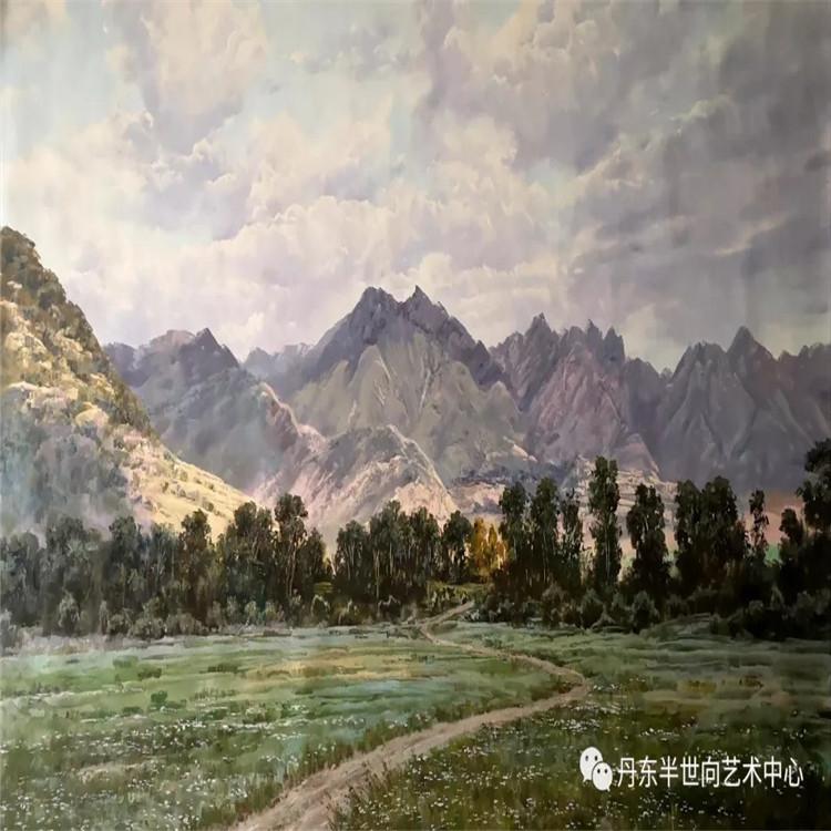 朝鲜画 朝鲜油画价格 金成龙（一级画家）《绵延苍山》117X75 