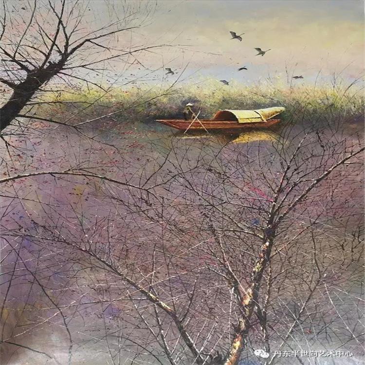 朝鲜画 朝鲜油画价格 李天明（一级画家）《秋水伊人》122x82