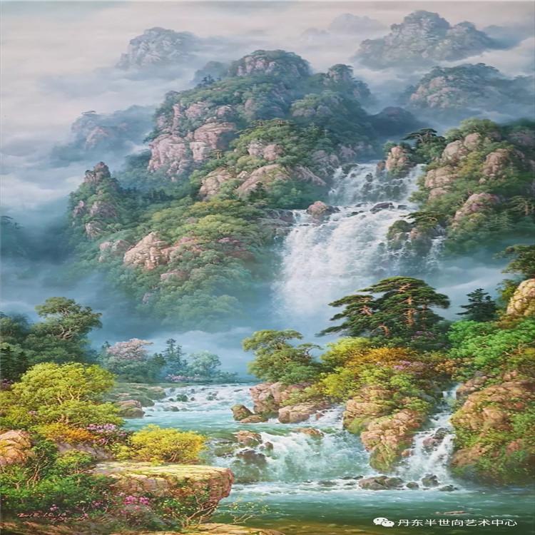 朝鲜画 朝鲜油画价格 李光石（一级画家）《青山不老》 202X108   