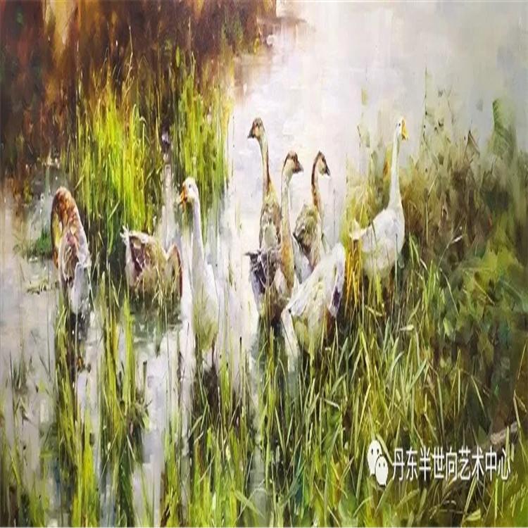 朝鲜画 朝鲜油画价格 李基哲 (一级画家)《听风听水》 160x60