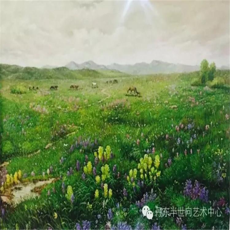 朝鲜画 朝鲜油画价格 朴光日（一级画家）《信马悠悠行》117x78    