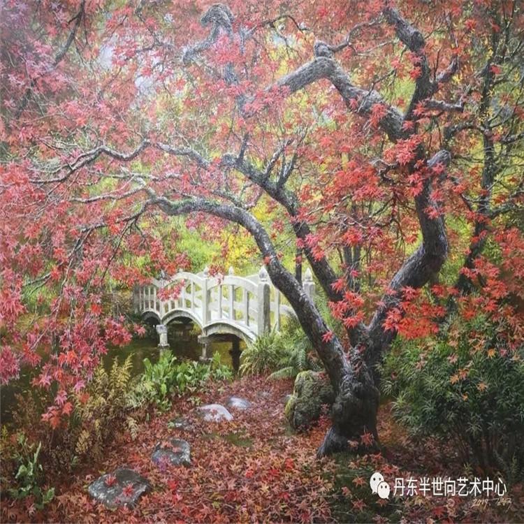 朝鲜画 朝鲜油画价格 金明国（一级画家）《霜叶红于二月花》115x74