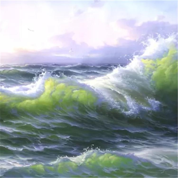 朝鲜画 朝鲜油画价格 崔江林（功勋艺术家）《长风破浪会有时》 240x100