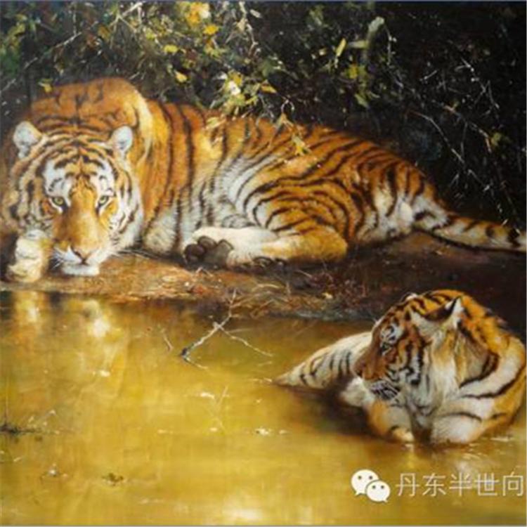 朝鲜画 朝鲜油画 池东哲（一级画家）《 悠然憩松下》162X110 