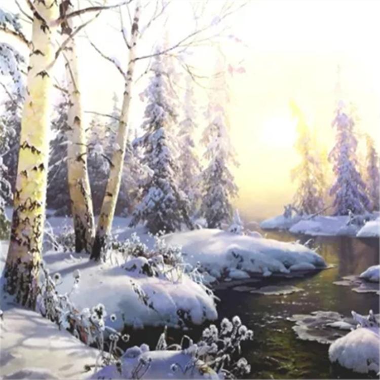 朝鲜画 朝鲜油画价格 崔东日（一级画家）《瑞雪图》 295x120