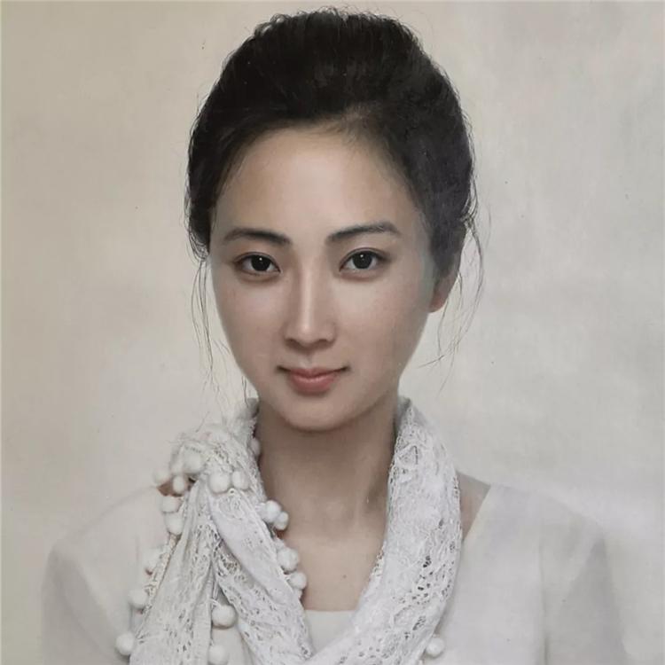 朝鲜画 朝鲜油画价格 崔龙学（一级画家）《巧笑倩兮》 112X45  