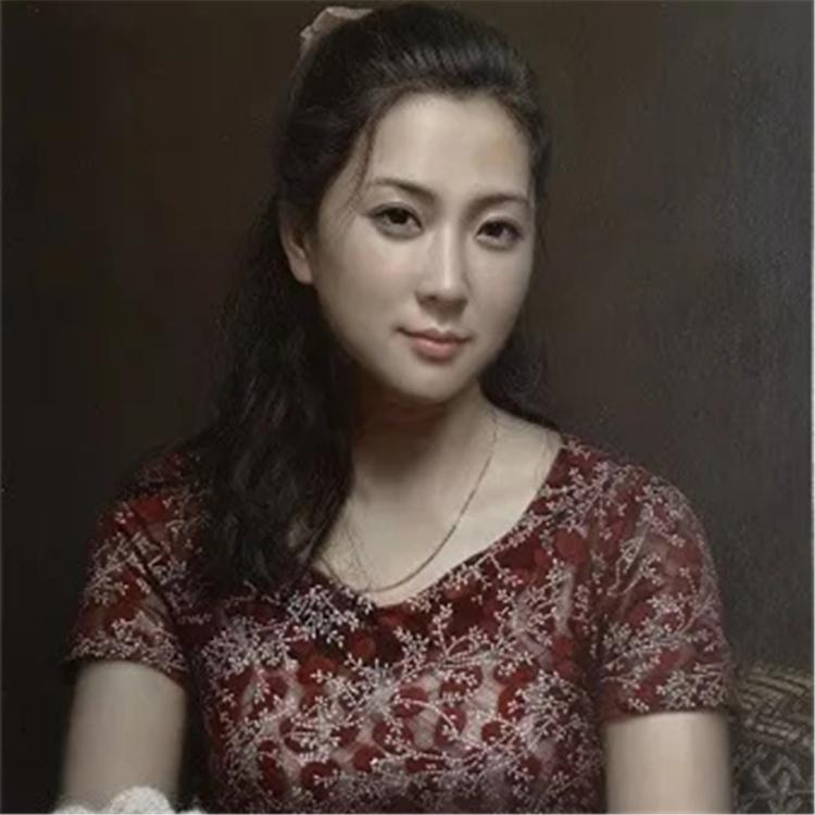 朝鲜画 朝鲜油画价格 崔龙学（一级画家）《佳人》115x50