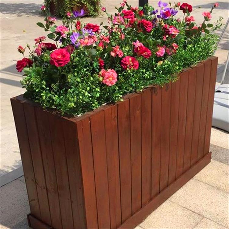 本溪防腐木花箱 防腐木花箱花架定制价格 碳化木花箱定制