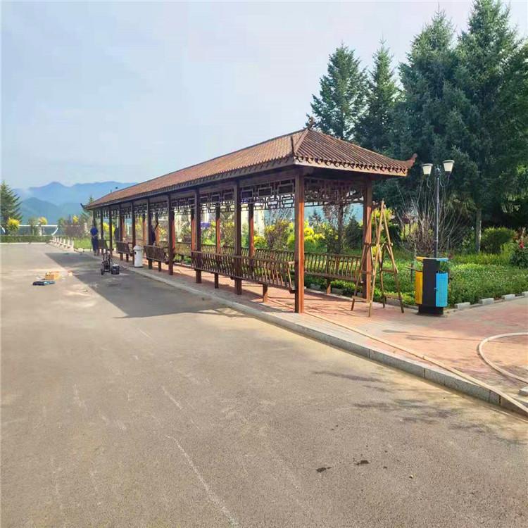 沈阳防腐木栏杆栈道  户外碳化木栈道露台定制厂家  防腐木凉亭