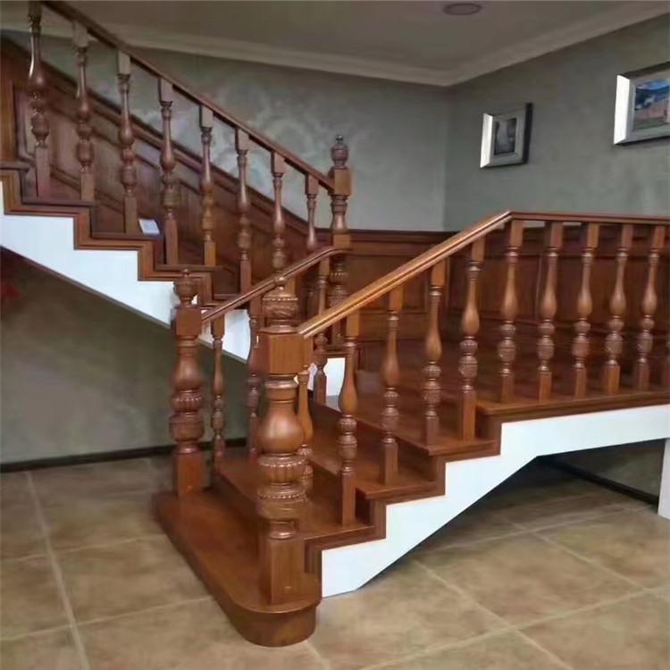 抚顺实木楼梯 宏宇楼梯上门定制 双梁实木楼梯
