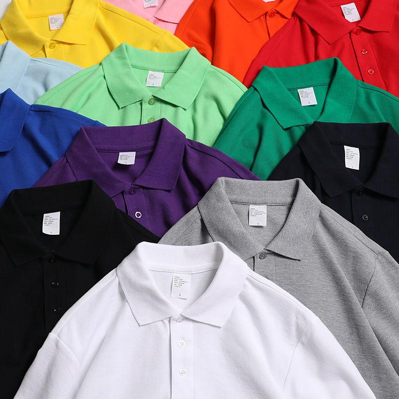 订做印字logo新款全棉t恤定做翻领工作服t恤定制