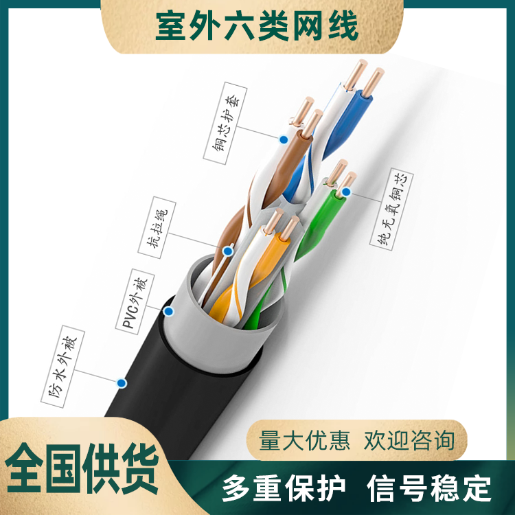 室外六类网线 无氧铜超六类网线非屏蔽室外布线 阻水网线