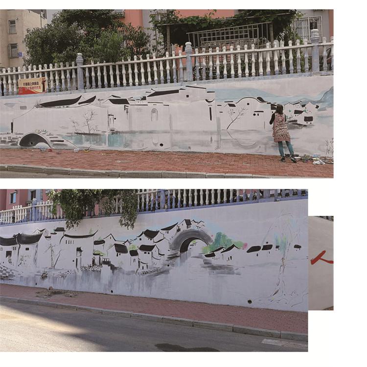 手绘壁画外墙彩绘文化墙 不易褪色 苍海墙绘