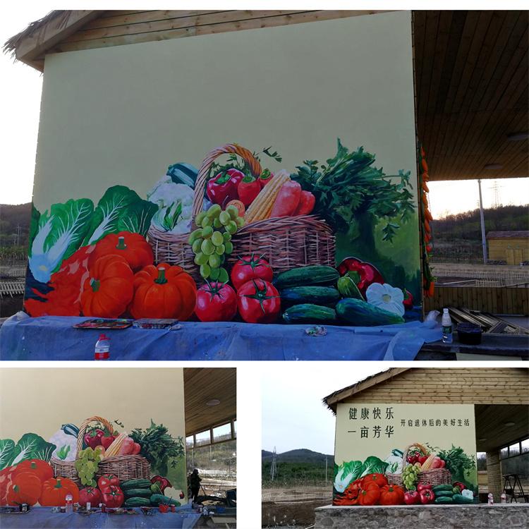 乡村小区围墙彩绘墙绘 社区宣传墙广告绘画 苍海墙绘