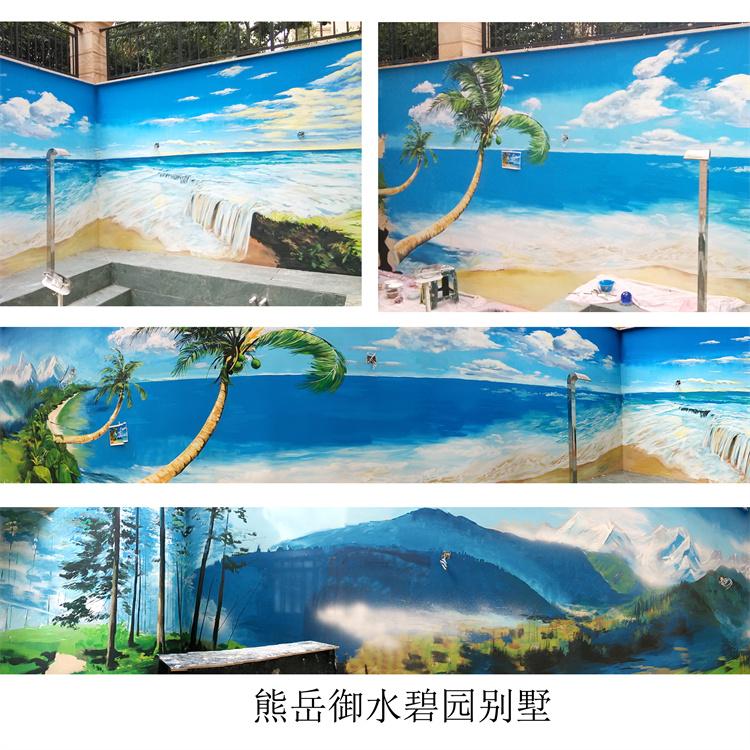 别墅彩绘 家庭手绘  颜色鲜艳 赏心悦目 室外室内均可进行 苍海墙绘
