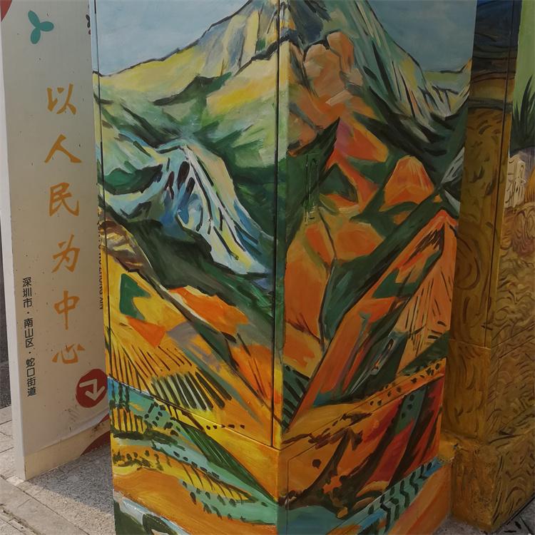 配电箱彩绘 立体风景画 电表箱风景油画 绿色系美景