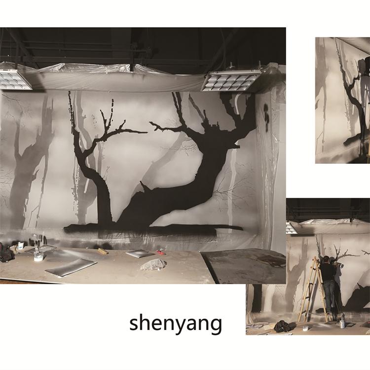 室外墙体彩绘 餐厅火锅串店墙面手工彩绘涂鸦